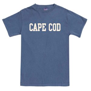 Denim short Sleeve t-shirt with Cape Cod Block Letter screenprint