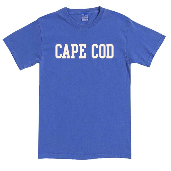 Periwinkle adult short sleeve t-shirt with Cape Cod screenprint on front