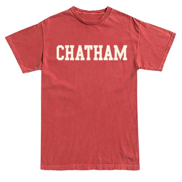 Crimson Short sleeve adult t-shirt Chatham block letter on front
