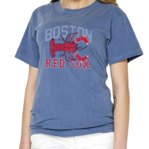 Boston Red Sox Denim adult short sleeve tee with lobster graphic on front