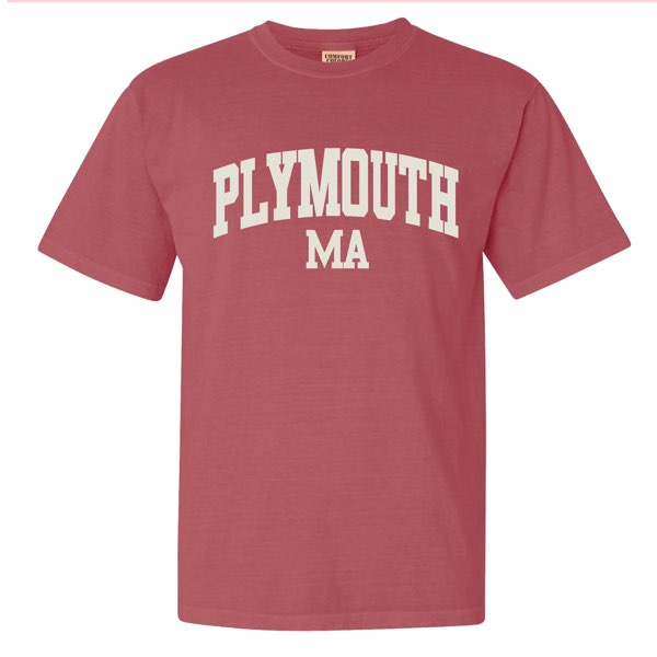 Crimson Plymouth, MA short sleeve tee block letter