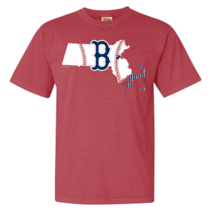 Boston Red Sox crimson short sleeve adult tee with state on front