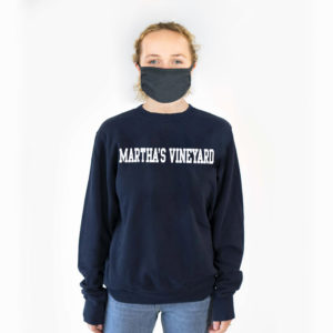 Navy adult crew neck sweatshirt with Martha's Vineyard screenprint on front