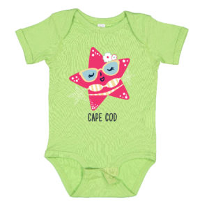 Key Lime onesie with starfish design on front Cape Cod name