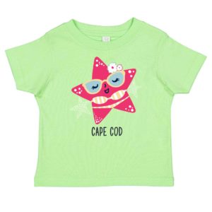 Lime Green toddler tee shirt with starfish design on front Cape Cod