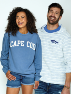 Photo of models with Cape Cod Block letter sweatshirt